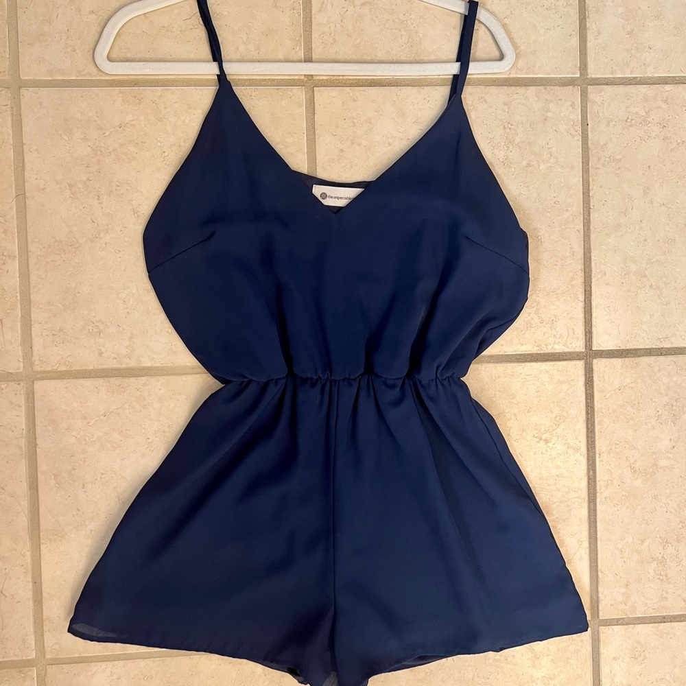 Impeccable Pig Navy Blue Romper Sz S